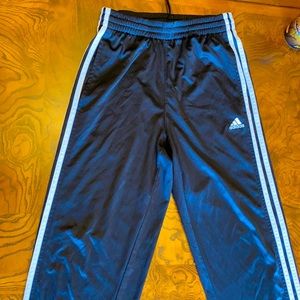 EUC Boys ADIDAS PANTS SZ MEDIUM BLACK WHITE WHITE STRIPES